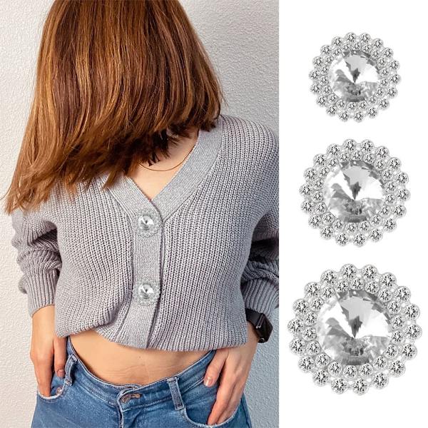 10 stk/sett metall rhinestone knapper skjorteknapper 25MM - Perfekt