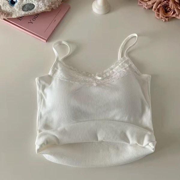 Neule Crop Top Naisille Yksivärinen Sling Topit Neule Tank Top White