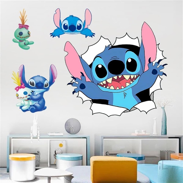 Lilo og Stitch Veggdekor Klistremerker Barn Tegneserie Veggkunst Stitch Vegg