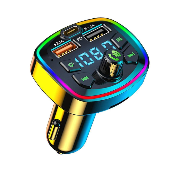 Car Bluetooth Fm Transmitter Car Bluetooth Mp3 Player Dual USB Car Charger with Eq Atmosphere Light