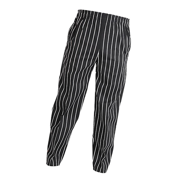 Joustavat ravintola kahvila kokki tarjoilija housut housut univormu tarvikkeet Black White Striped 3XL
