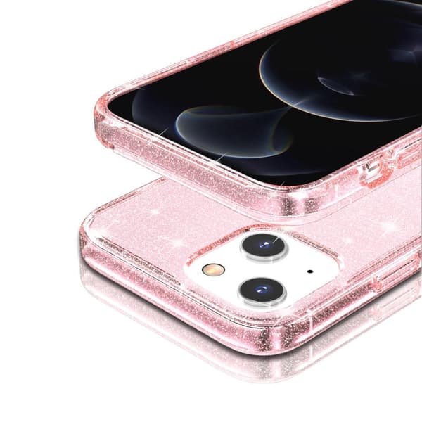 iPhone 15 Kuori Hybrid Glitter Pinkki