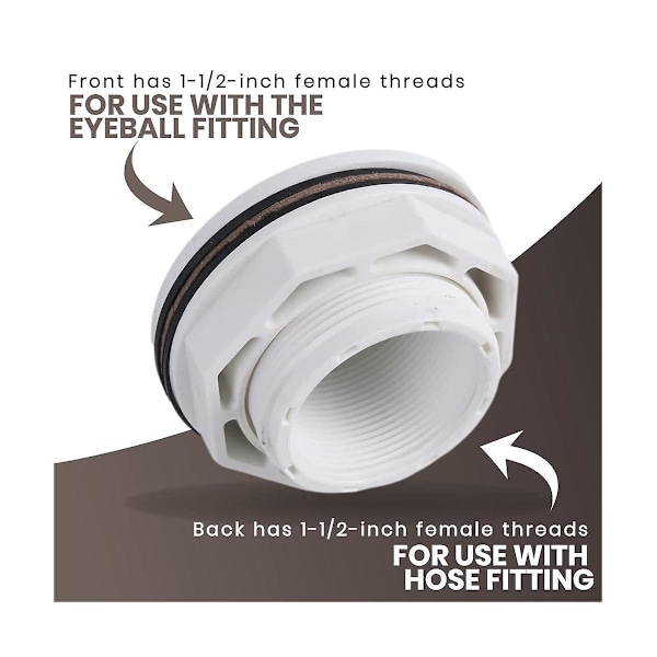 2-pack 1 1/2-tums inlopps-/returkoppling för ovanjordspool med låsmutter och packning för Sp1023[qb]