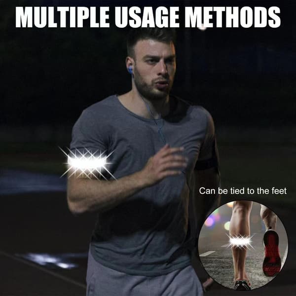2 stk. LED-armbånd, oppladbare, 3 lysmoduser, vanntett lysarmbånd, lysstripe for jogging og nattløping