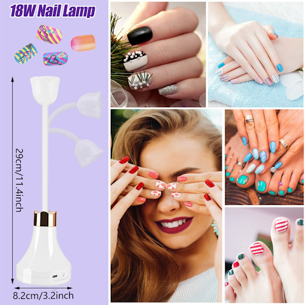 LED-nagellampa, Rose Mini Nail Dryer Bärbar 18W UV-nagellampa