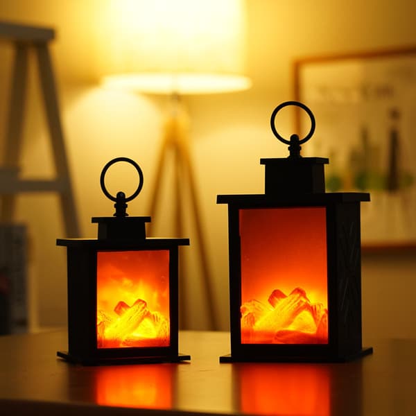 USB-driven LED-eldstad med rektangulär stockeffekt - Batteridriven flamlös eldstadlampa för hemmet eller juldekoration