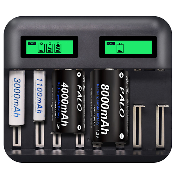 Batterioplader - hurtig batterioplader - til AA /AAA /C /D NI-Mh