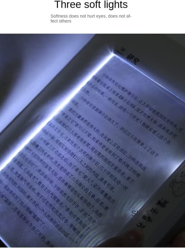 Tablet boglampe, bruges til natlæsning, transparent LED fuldside boglys, panellampe, trådløs (sort) black