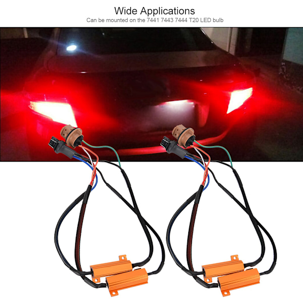 2 stk 50W Last LED Lys Enkelt Modstandskabel, 7443 8RJ Enkelt Modstandskabel