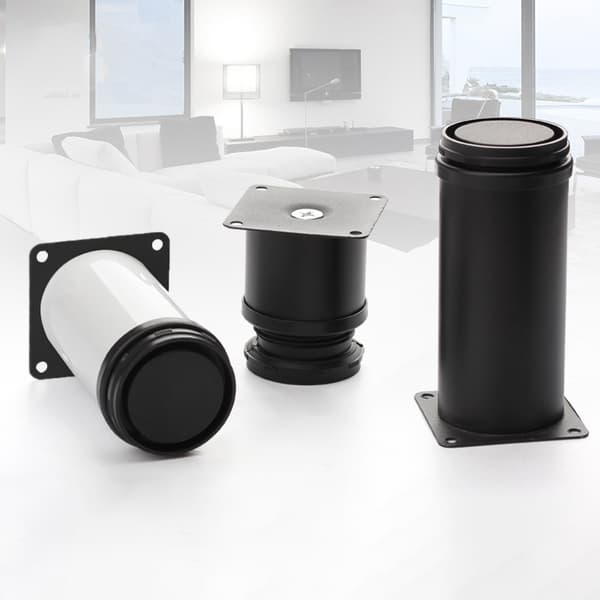 Justerbare, runde møbelben i rustfrit stål Skabsbord S Sort(bt) Black 50MM