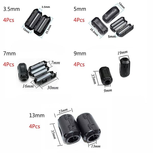 20 st Clip-on Ferrit Ring Core RFI EMI brusreducer aktiv