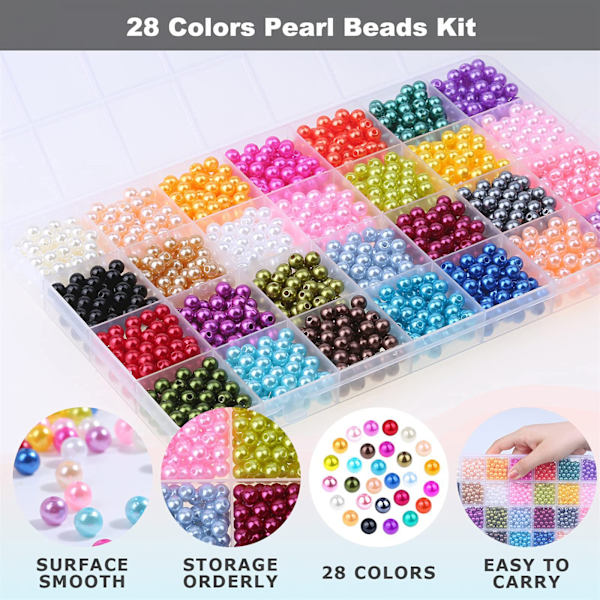1960 stk perler, 6 mm 28 farger Flerfargede perler Perler Løs perler