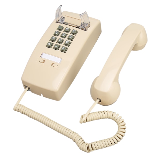 Retro väggtelefon Vattentät Dekorativ sladdtelefon med volymkontroll för hem bar badrum Beige
