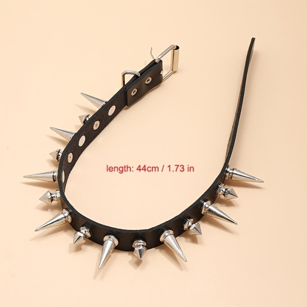Punk Rock Nitar PU Läder Halsband Herrmode Nitar Spik Hobnails Choker Nyckelben Halsband Type D-Long Nails