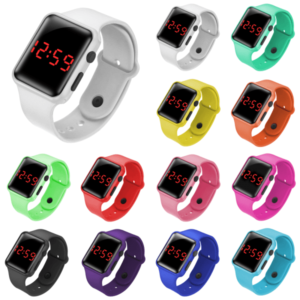 Barn Flickor Pojkar Gym Klockor LED Digital Midjeband Armband Julgåva black