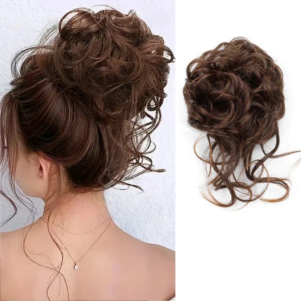 Syntetisk Elegant Rodet Krøllet Elastisk Hårbånd Hårknold Fluffy Nem at Style Velegnet til Daglig Brug 30T4
