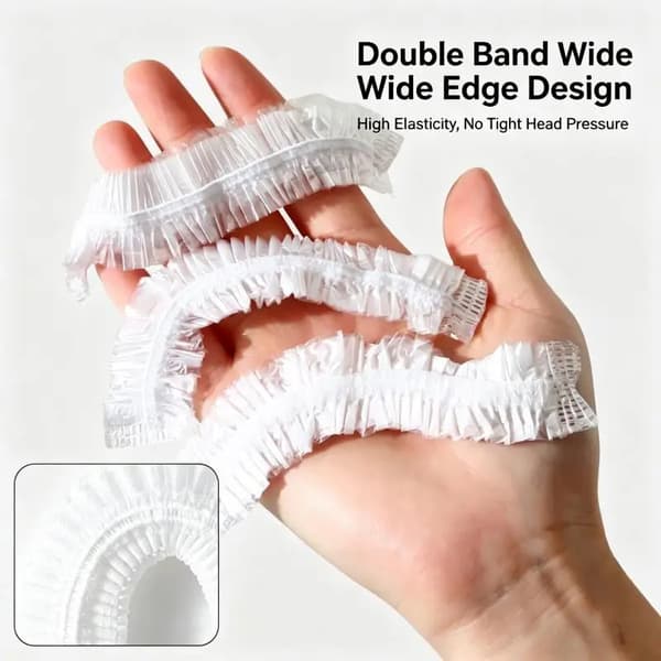 50/100 STK Engangs Dusjhetter Stor Størrelse Vanntett PE Hårhetter Dobbel Elastisk Badehette For Hårfarging Salong Hjemmebruk 100 PCS