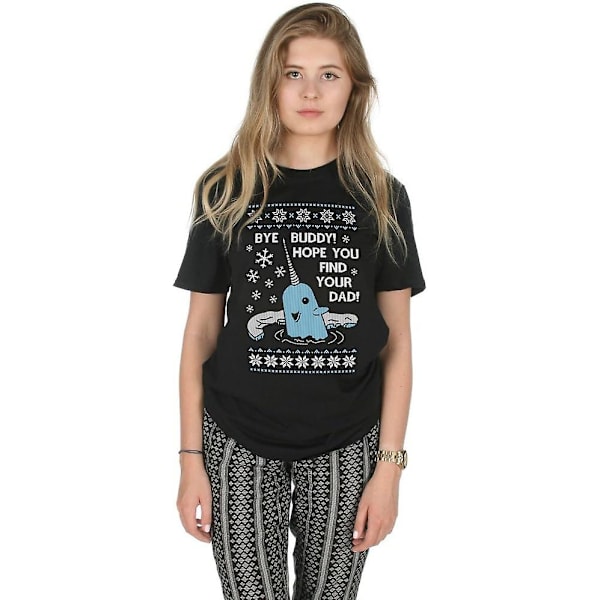 Bye Buddy Hoppas att du hittar din pappas fula jultomte-T-shirt Musta Black L
