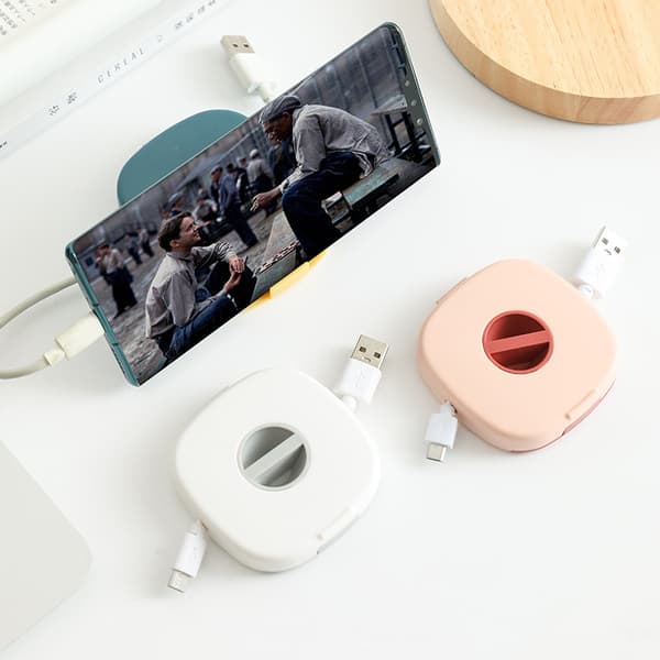 3 stk. USB-kabelopruller, udvidelig opladningsledningholder, tom telefonkabelarrangør, 3 farver