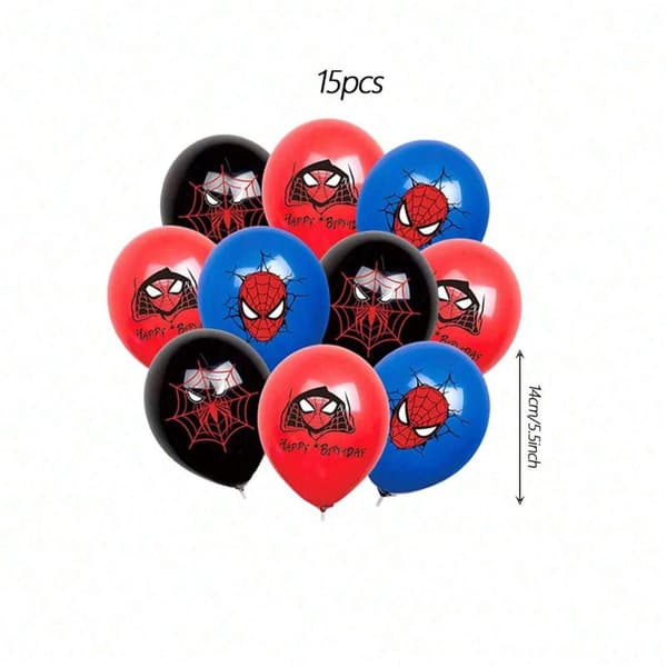 Spider-Man-tema Bursdagsfest Dekorasjonssett, Vimpelbanner Kaketopper og Folieballonger for Barnefeiring