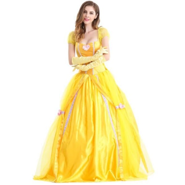 Cospaly Prinsessa Belle Keltainen Puku Hame Keltainen Yellow S