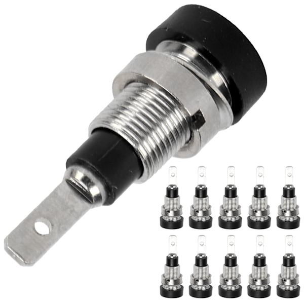 10 stk sporsokkel i messing 2 mm panelsokkel tilkoblingsklemmer for elektronisk industriutstyr svart