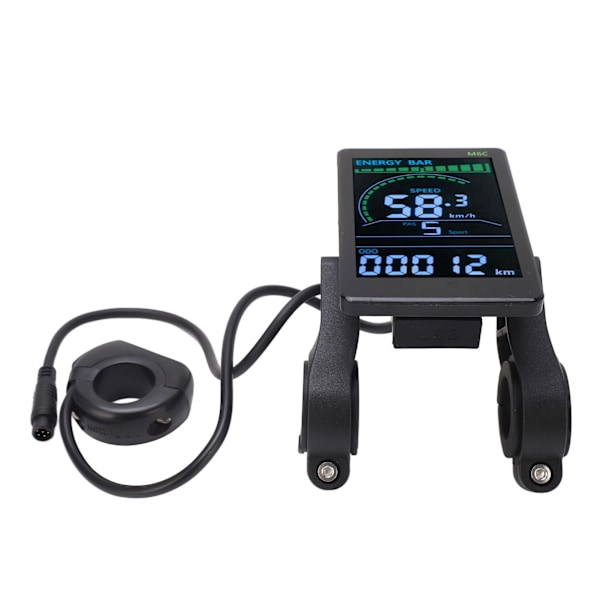 M6C Elcykel LCD-displaymätare ABS Elcykel Display Kontrollpanel med 6-polig Vattentät Kabel Huvudlampskonnektor 24V 36V 48V 60V