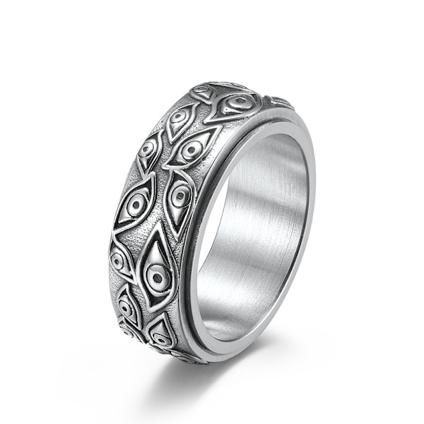 Men's Stainless Steel Eye of God Ring Band All Seeing Silver Vint