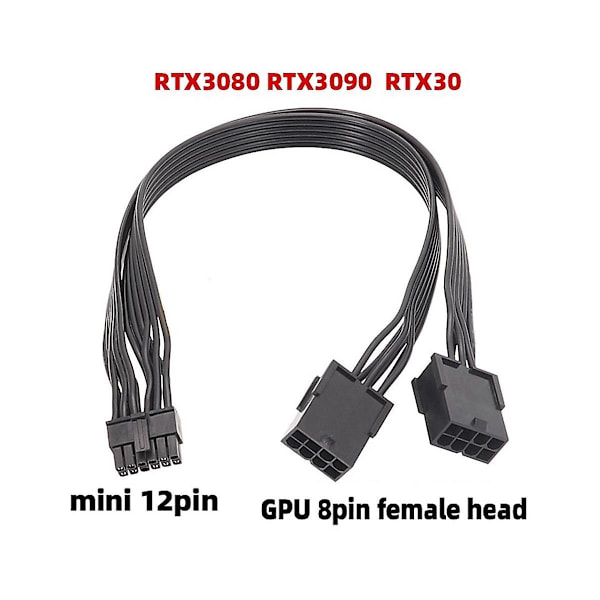 1 stk. Dual Pcie 8-pin hun til Mini 12-pin han GPU-strøm til Geforce Rtx3080 Rtx3090