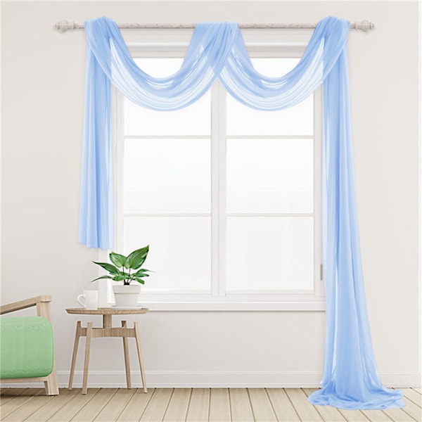 Stilfuld Vindue Sjal Valance Blød Lys Vindue Gardin Hjem Soveværelse Dekoration Sort Black 1.5*6M
