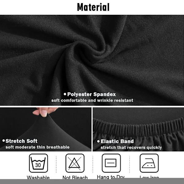 pcs Stretch Stolskydd - Tvättbara Stretch Matstolsöverdrag black