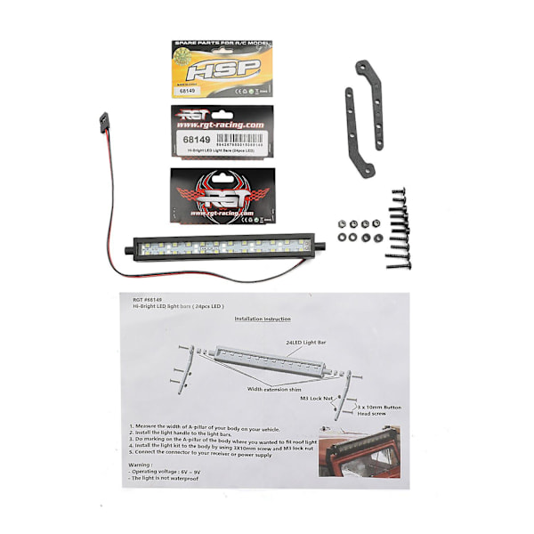 Skala 1:10 Bil Rc Crawler Tilbehør Lys Super Tak Led Lys Bar 24 Lysdioder