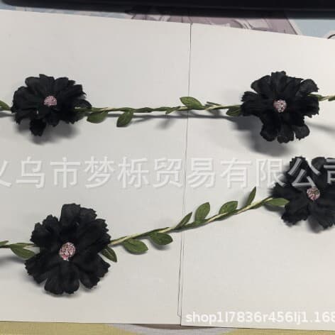 Boho Blommig Omlottarmband, Blomsterkrans i Skogsstil, Justerbart Handleds- och Pannbandsaccessoar Black garland [1 piece]