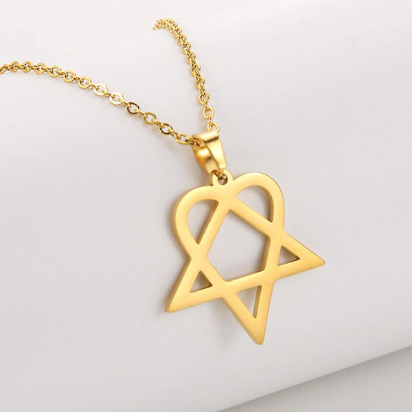 Klassinen Yksinkertainen Heartagram-tähti Sydän Ruostumaton Teräs Riippuva Kaulakoru Korut Gold