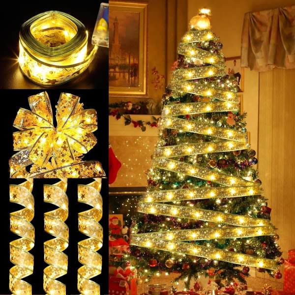 Varmvita Bright Ribbon String Lights 10m LED Julbelysning,C