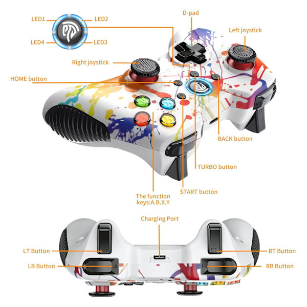 Trådløs Spilcontroller til Windows 7 8 10 11 PC/PS3/Android/Switch Deck, Dobbelt-Vibration Gamepad Joystick Computer Spilcontroller (Hvid) White