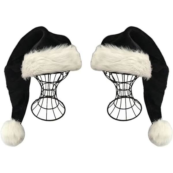 Svart tomteluva - Deluxe svart och vit jultomteluva