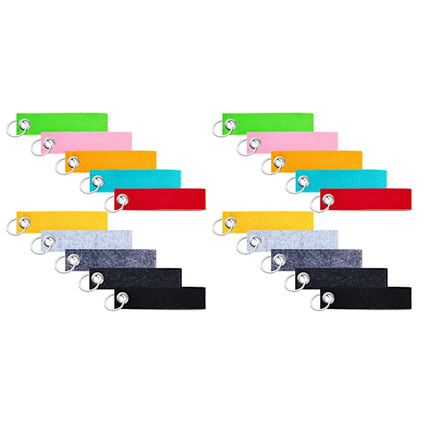 Nøkkelringer, 20 stk forskjellige farger Nøkkelring Tags Holder Nøkkelring DIY Filt Nøkkelring Håndveske Ryggsekk Henger