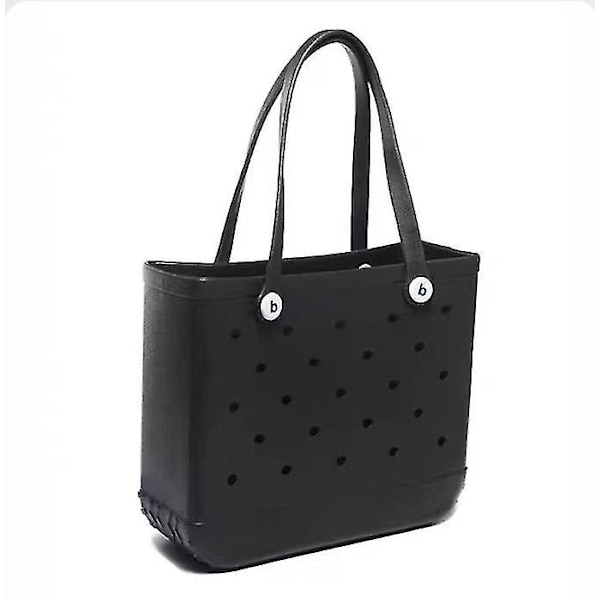 Bogg Style EVA Gummi Vanntett Holdbar Strandveske Med Hull Ny 2024[C] Black