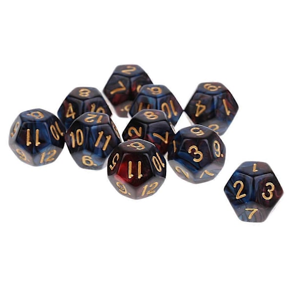 10 stk. 12-sidet terning D12 Polyhedral terning til terning hvid{h} Red Blue