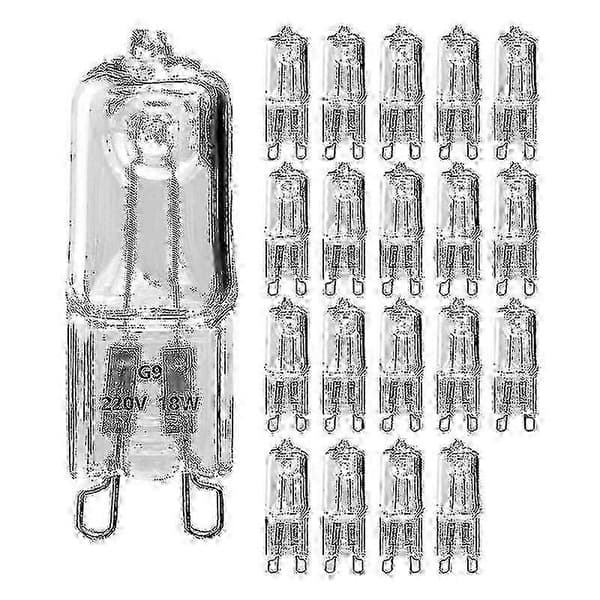 20 st G9 halogenlampor, 18W transparenta dimbara halogenlampor