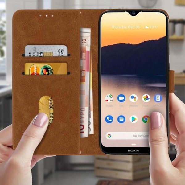 Nokia 2.3 Full Cover Card Holder Stand Funktion Brun Brun