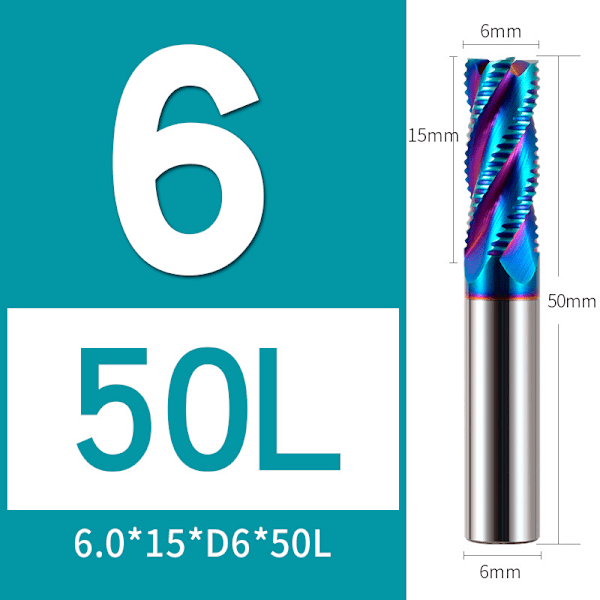 2 kpl 65° neliurainen päätyjyrsin volframikarbideista 6 mm teräkselle