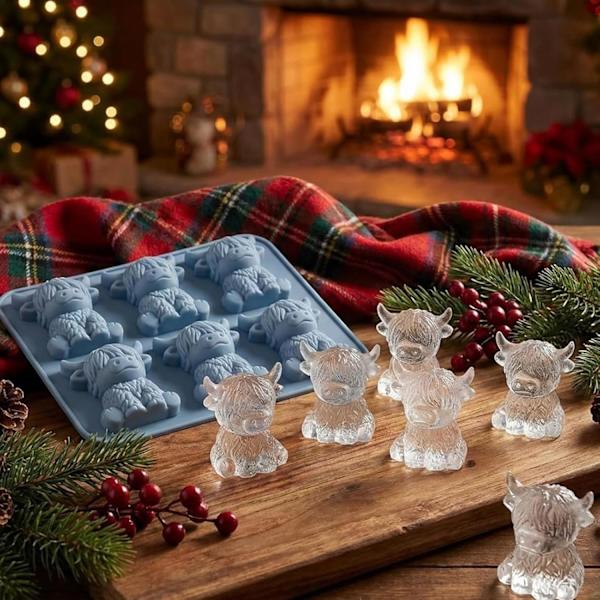 Mini Highland Ko Isbitsform, 3D Silikonform för Isbitar i Koform, Silikon Djur Isbitsform
