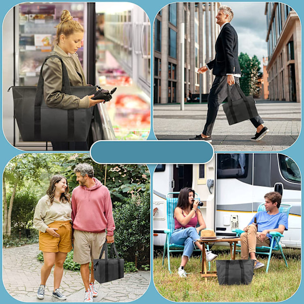 20L sammenklappelig køletaske, shoppingtaske, picnictaske, termisk med isolering, isoleret taske, køletaske til camping, picnic, madtransport,