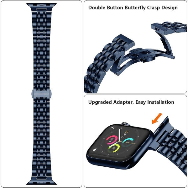 Kompatibel med Apple Watch Armband 45mm 44mm 42mm, Rostfritt stål klocka, Dam Herr Metallband Kompatibel för Iwatch Serie 7 6 5 4 3