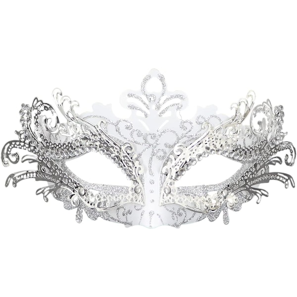 Pari naamiaismaskia, metallirautaperhonen, pallotanssi naamio (hopea valkoinen) 2 kappaletta silver