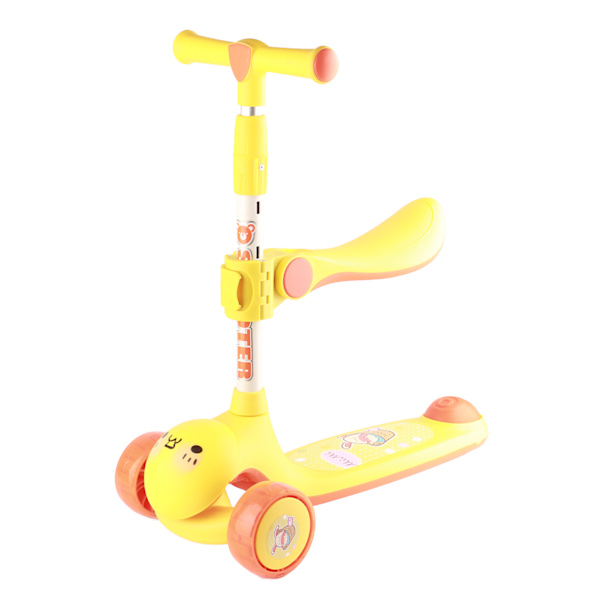 Barnkickcykel med justerbar höjd, färgglada musiklampor, för barn 1-3 år med gul sits