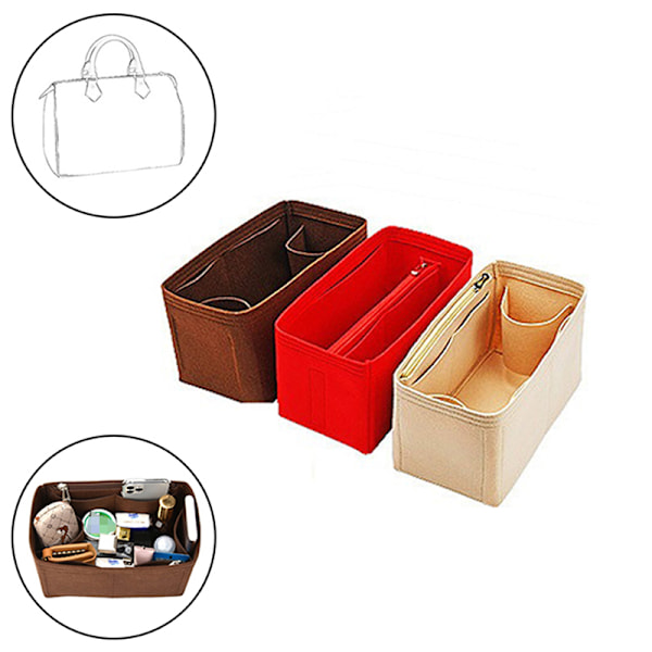 Bag Organizer i filt, 25 30 35, sminkepung Coffee StyleC M