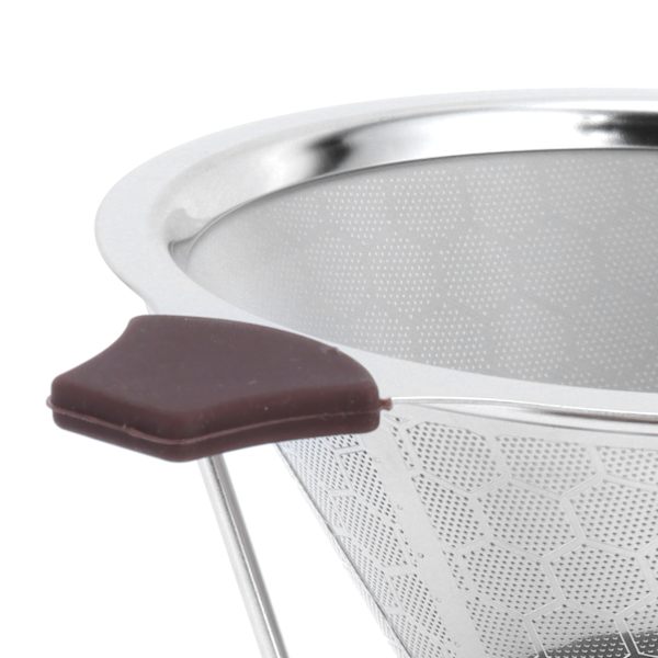 Rustfrit stålfilter med holder Kaffeefilter Mesh Funnel Køkken kaffebrygningsværktøj 1-6 kopper